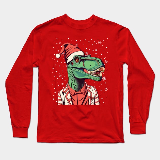 Christmas T-Rex Long Sleeve T-Shirt by ChasingTees